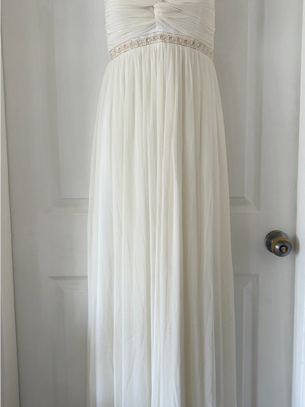 JS Boutique Ivory Strapless Chiffon Empire-Waist Wedding Dress